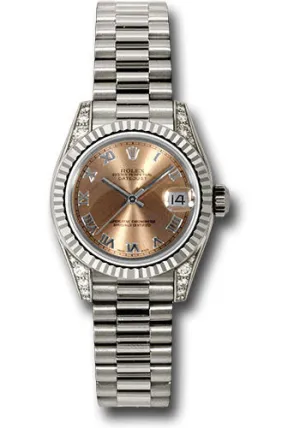   x White Gold Lady-Datejust 26 Watch - Fluted Bezel - Pink Roman Dial - President Bracelet - 179239 prp Datejust watch for sale   x Datejust watch