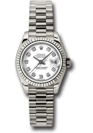   x White Gold Lady-Datejust 26 Watch - Fluted Bezel - White Diamond Dial - President Bracelet - 179179 wdp Datejust watch for sale   x Datejust watch