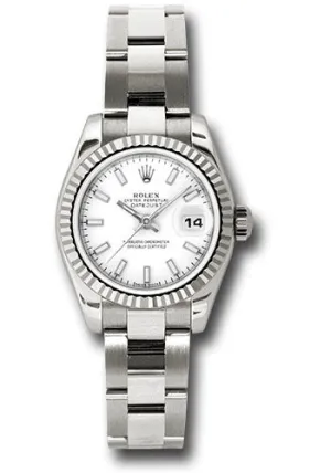   x White Gold Lady-Datejust 26 Watch - Fluted Bezel - White Index Dial - Oyster Bracelet - 179179 wso Datejust watch for sale   x Datejust watch