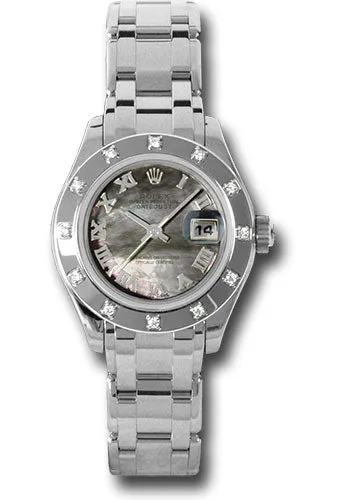   x White Gold Lady-Datejust Pearlmaster 29 Watch - 12 Diamond Bezel - Dark Mother-Of-Pearl Roman Dial - 80319 dkmr Datejust watch for sale   x Datejust watch