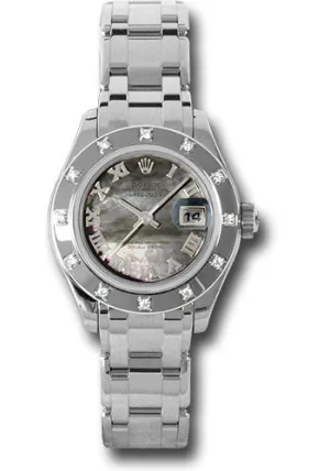   x White Gold Lady-Datejust Pearlmaster 29 Watch - 12 Diamond Bezel - Dark Mother-Of-Pearl Roman Dial - 80319 dkmr Datejust watch for sale   x Datejust watch