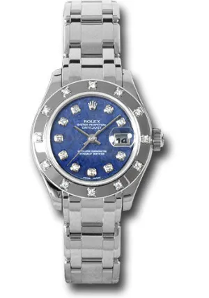  x White Gold Lady-Datejust Pearlmaster 29 Watch - 12 Diamond Bezel - Sodalite Semi Precious Stone Diamond Dial - 80319 sod Datejust watch for sale   x Datejust watch