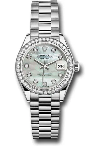   x White Gold Lady-Datejust Watch - 44 Diamond Bezel - White Mother-Of-Pearl Diamond Dial - President Bracelet - 279139rbr mdp Datejust watch for sale   x Datejust watch
