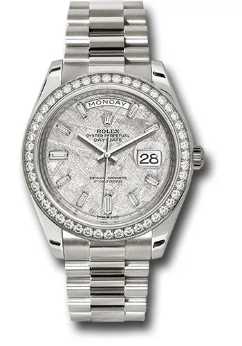   x White Gold Oyster Perpetual Day-Date 40 - Diamond Bezel - Meteorite Baguette Diamond Dial - President Bracelet - 228349RBR mtbdp Day-Date Watches Affordable Day-Date Watch