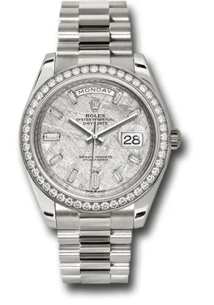   x White Gold Oyster Perpetual Day-Date 40 - Diamond Bezel - Meteorite Baguette Diamond Dial - President Bracelet - 228349RBR mtbdp Day-Date Watches Affordable Day-Date Watch