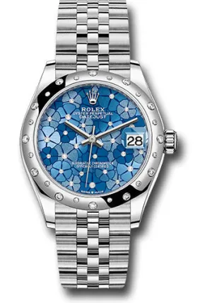   x White   sor Datejust 31 Watch - Domed, Diamond Bezel - Azzurro Blue Floral Motif Diamond Dial - Jubilee Bracelet 278344rbr azflomdj Datejust watch for sale   x Datejust watch