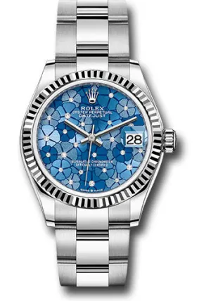   x White   sor Datejust 31 Watch - Fluted Bezel - Azzurro Blue Floral Motif Diamond Dial - Oyster Bracelet 278274 azflomdo Datejust watch for sale   x Datejust watch