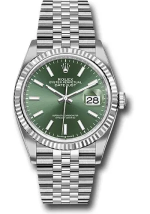   x White   sor Datejust 36 Watch - Fluted Bezel - Mint Green Index Dial - Jubilee Bracelet - 126234 mgij Datejust watch for sale   x Datejust watch