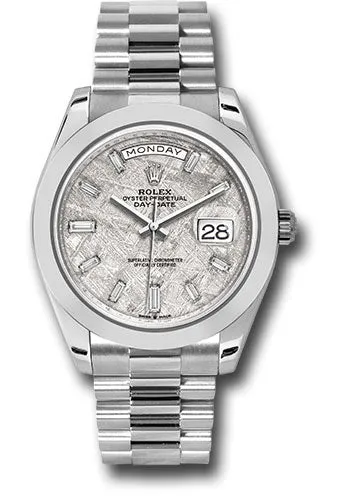   x   x Platinum Day-Date 40 Watch - Smooth Bezel - Meteorite Baguette Diamond Dial - President Bracelet - 228206 mtdp Day-Date Watches Affordable Day-Date Watch