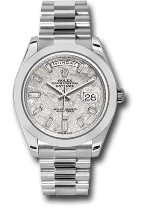   x   x Platinum Day-Date 40 Watch - Smooth Bezel - Meteorite Baguette Diamond Dial - President Bracelet - 228206 mtdp Day-Date Watches Affordable Day-Date Watch