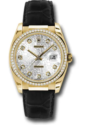   x   x Yellow Gold Datejust 36 Watch - 60 Diamond Bezel - Silver Jubilee Diamond Dial - Leather - 116188 sjd Datejust watch for sale   x Datejust watch