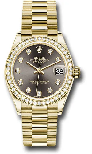   x Yellow Gold Datejust 31 Watch - Diamond Bezel - Dark Grey Diamond Dial - President Bracelet 278288RBR dkgdp Datejust watch for sale   x Datejust watch