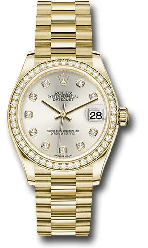   x Yellow Gold Datejust 31 Watch - Diamond Bezel - Silver Diamond Dial - President Bracelet 278288RBR sdp Datejust watch for sale   x Datejust watch
