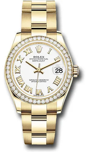   x Yellow Gold Datejust 31 Watch - Diamond Bezel - White Roman Dial - Oyster Bracelet 278288RBR wro Datejust watch for sale   x Datejust watch