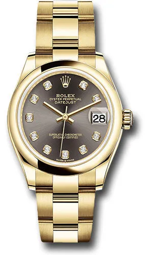   x Yellow Gold Datejust 31 Watch - Domed Bezel - Dark Grey Diamond Dial - Oyster Bracelet 278248 dkgdo Datejust watch for sale   x Datejust watch