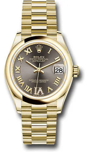   x Yellow Gold Datejust 31 Watch - Domed Bezel - Dark Grey Diamond Six Dial - President Bracelet 278248 dkgdr6p Datejust watch for sale   x Datejust watch