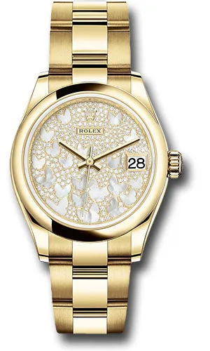   x Yellow Gold Datejust 31 Watch - Domed Bezel - Paved Mother-of-Pearl Butterfly Dial - Oyster Bracelet 278248 pmopbo Datejust watch for sale   x Datejust watch