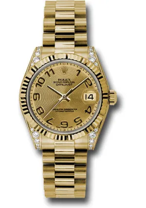   x Yellow Gold Datejust 31 Watch - Fluted Bezel - Champagne Concentric Circle Arabic Dial - President Bracelet 178238 chcap Datejust watch for sale   x Datejust watch