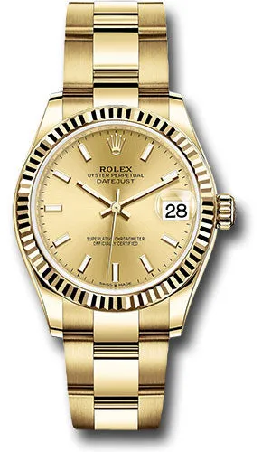   x Yellow Gold Datejust 31 Watch - Fluted Bezel - Champagne Index Dial - Oyster Bracelet 278278 chio Datejust watch for sale   x Datejust watch