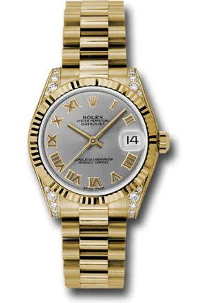   x Yellow Gold Datejust 31 Watch - Fluted Bezel - Gray Roman Dial - President Bracelet 178238 grp Datejust watch for sale   x Datejust watch