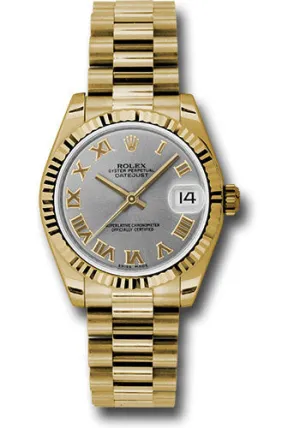   x Yellow Gold Datejust 31 Watch - Fluted Bezel - Gray Roman Dial - President Bracelet 178278 grp Datejust watch for sale   x Datejust watch