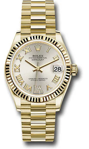   x Yellow Gold Datejust 31 Watch - Fluted Bezel - Silver Diamond Six Dial - President Bracelet 278278 sdr6p Datejust watch for sale   x Datejust watch
