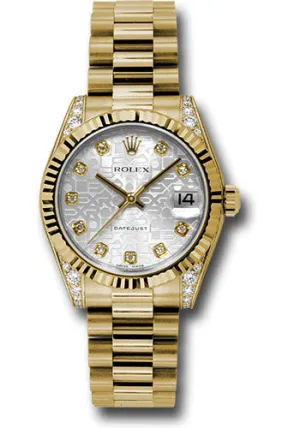   x Yellow Gold Datejust 31 Watch - Fluted Bezel - Silver Jubilee Diamond Dial - President Bracelet 178238 sjdp Datejust watch for sale   x Datejust watch