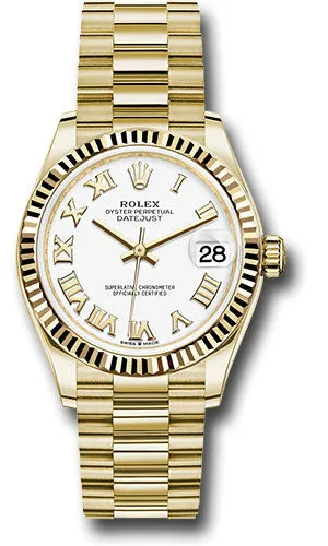   x Yellow Gold Datejust 31 Watch - Fluted Bezel - White Roman Dial - President Bracelet 278278 wrp Datejust watch for sale   x Datejust watch
