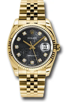   x Yellow Gold Datejust 36 Watch - Fluted Bezel - Black Jubilee Diamond Dial - Jubilee Bracelet - 116238 bkjdj Datejust watch for sale   x Datejust watch