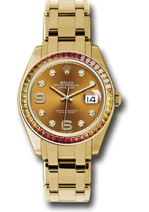   x Yellow Gold Datejust Pearlmaster 39 Watch - 48 Orange To Yellow Gradient Baguette-Cut Sapphires Bezel - Cognac Diamond Dial - 86348SAJOR Datejust watch for sale   x Datejust watch