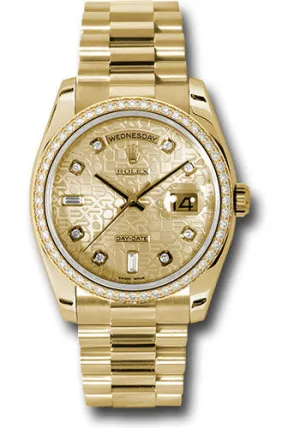   x Yellow Gold Day-Date 36 Watch -  Bezel - Champagne Jubilee Diamond Dial - President Bracelet - 118348 chjdp Day-Date Watches Affordable Day-Date Watch