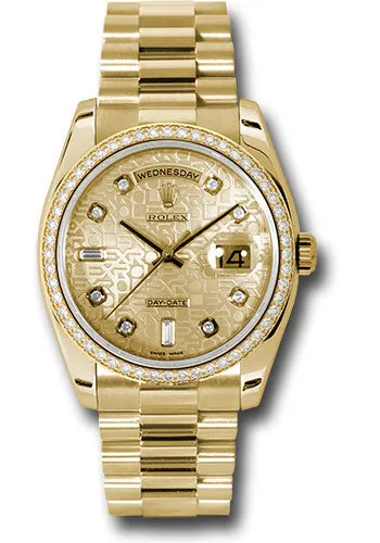   x Yellow Gold Day-Date 36 Watch -  Bezel - Champagne Jubilee Diamond Dial - President Bracelet - 118348 chjdp Day-Date Watches Affordable Day-Date Watch