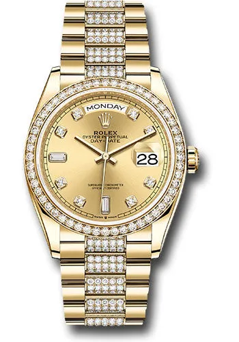   x Yellow Gold Day-Date 36 Watch - Diamond Bezel - Champagne Diamond Dial - Diamond President Bracelet - 128348rbr chddp Day-Date Watches Affordable Day-Date Watch