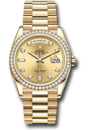   x Yellow Gold Day-Date 36 Watch - Diamond Bezel - Champagne Diamond Dial - President Bracelet - 128348RBR chdp Day-Date Watches Affordable Day-Date Watch