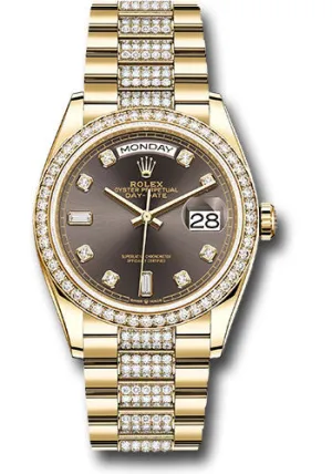   x Yellow Gold Day-Date 36 Watch - Diamond Bezel - Dark Grey Diamond Dial - Diamond President Bracelet - 128348rbr dkgrddp Day-Date Watches Affordable Day-Date Watch