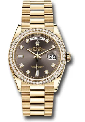   x Yellow Gold Day-Date 36 Watch - Diamond Bezel - Dark Grey Diamond Dial - President Bracelet - 128348RBR dkgdp Day-Date Watches Affordable Day-Date Watch