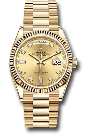   x Yellow Gold Day-Date 36 Watch - Fluted Bezel - Champagne Diamond Dial - President Bracelet - 128238 chdp Day-Date Watches Affordable Day-Date Watch