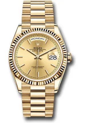   x Yellow Gold Day-Date 36 Watch - Fluted Bezel - Champagne Index Dial - President Bracelet - 128238 chip Day-Date Watches Affordable Day-Date Watch