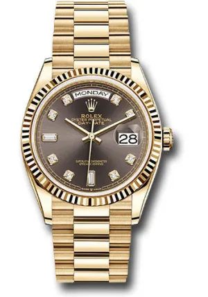   x Yellow Gold Day-Date 36 Watch - Fluted Bezel - Dark Grey Diamond Dial - President Bracelet - 128238 dkgdp Day-Date Watches Affordable Day-Date Watch
