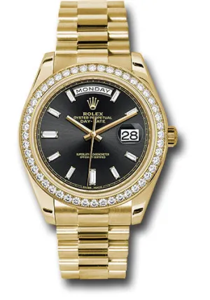   x Yellow Gold Day-Date 40 Watch -  Bezel - Black Baguette Diamond Dial - President Bracelet - 228348RBR bkbdp Day-Date Watches Affordable Day-Date Watch