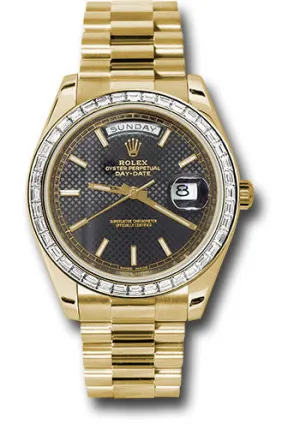   x Yellow Gold Day-Date 40 Watch -  Bezel - Black Diagonal Motif Index Dial - President Bracelet - 228398TBR bkdmip Day-Date Watches Affordable Day-Date Watch