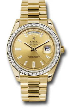   x Yellow Gold Day-Date 40 Watch -  Bezel - Champagne Baguette Diamond Dial - President Bracelet - 228398TBR chbdp Day-Date Watches Affordable Day-Date Watch