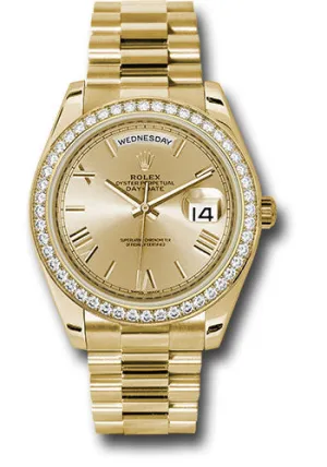   x Yellow Gold Day-Date 40 Watch -  Bezel - Champagne Bevelled Roman Dial - President Bracelet - 228348RBR chrp Day-Date Watches Affordable Day-Date Watch