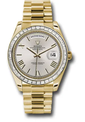   x Yellow Gold Day-Date 40 Watch -  Bezel - Silver Bevelled Roman Dial - President Bracelet - 228398TBR sdrp Day-Date Watches Affordable Day-Date Watch