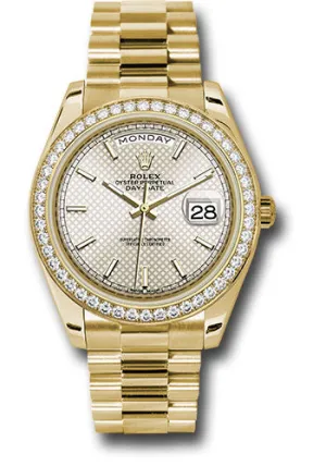   x Yellow Gold Day-Date 40 Watch -  Bezel - Silver Diagonal Motif Index Dial - President Bracelet - 228348RBR sdmip Day-Date Watches Affordable Day-Date Watch