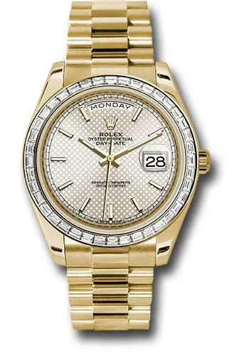   x Yellow Gold Day-Date 40 Watch -  Bezel - Silver Diagonal Motif Index Dial - President Bracelet - 228398TBR sdmip Day-Date Watches Affordable Day-Date Watch