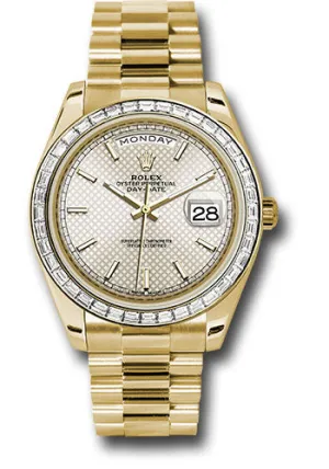   x Yellow Gold Day-Date 40 Watch -  Bezel - Silver Diagonal Motif Index Dial - President Bracelet - 228398TBR sdmip Day-Date Watches Affordable Day-Date Watch