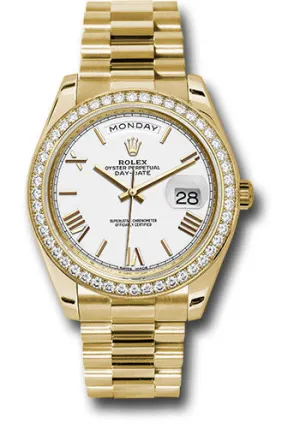   x Yellow Gold Day-Date 40 Watch -  Bezel - White Bevelled Roman Dial - President Bracelet - 228348RBR wrp Day-Date Watches Affordable Day-Date Watch