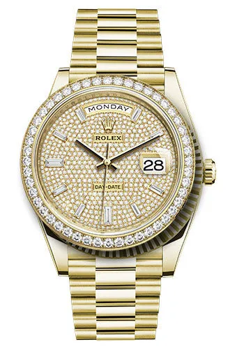   x Yellow Gold Day-Date 40 Watch - Diamond Bezel - Diamond-Paved Dial - President Bracelet - 228348rbr dpbdp Day-Date Watches Affordable Day-Date Watch