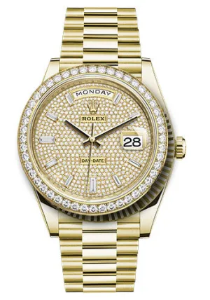   x Yellow Gold Day-Date 40 Watch - Diamond Bezel - Diamond-Paved Dial - President Bracelet - 228348rbr dpbdp Day-Date Watches Affordable Day-Date Watch
